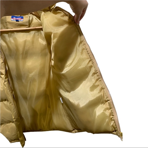 SAIPING HIGH QUALITY FASHION GOLD FULL ZIP VELCRO QUILTED PUFFER JACKET SIZE S/P - Picture 12 of 16